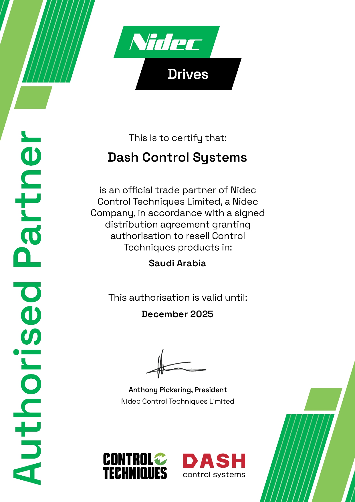nidec-drives-authorized-partner-certificate-dash-control-systems